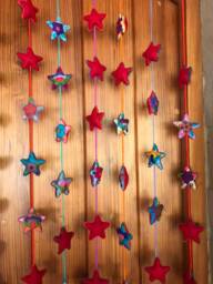 Embroidered Star Garland Multicolored Handmade Nursery, Party, Mexican Wedding Decor