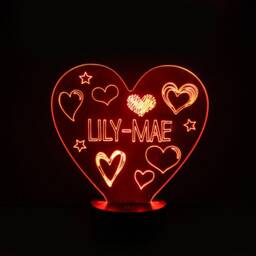 Personalised Hearts Led Night Light - Color Changing Kids Room Decor