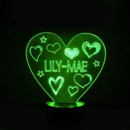 Personalised Hearts Led Night Light - Color Changing Kids Room Decor - thumbnail 3