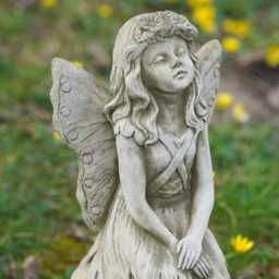 Moon Gazing Fairy Stone Statue Large Outdoor Garden Ornament Angel Sculpture British Gift - thumbnail 3