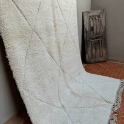 Hand Knotted Beni Ourain Rug White Berber Wool, Custom Luxury Carpet - thumbnail 2
