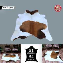 Large Premium Brown & White Cowhide Rug - Statement Hair-On Leather For Chic Interiors - thumbnail 2