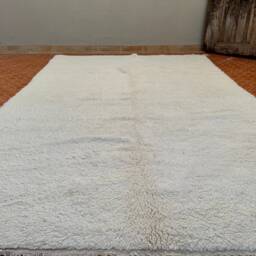 Handmade Moroccan Berber Rug 6.4 X 9.8 Ft, Solid White Lamb Wool - thumbnail 3