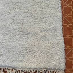 Handmade Moroccan Berber Rug 6.4 X 9.8 Ft, Solid White Lamb Wool - thumbnail 4