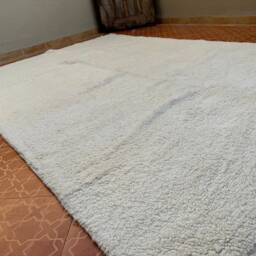 Handmade Moroccan Berber Rug 6.4 X 9.8 Ft, Solid White Lamb Wool - thumbnail 2