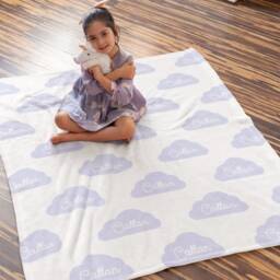 Personalized Cloud Minky Baby Blanket - Nursery Space Shower Gift First Birthday Gender Neutral - thumbnail 2