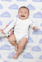 Personalized Cloud Minky Baby Blanket - Nursery Space Shower Gift First Birthday Gender Neutral