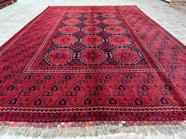 6x9 Handwoven Afghan Bukhara Rug - Luxurious Wool Carpet Turkmen Geometric Design For Living Room & Office Space Boho Gift - image 1