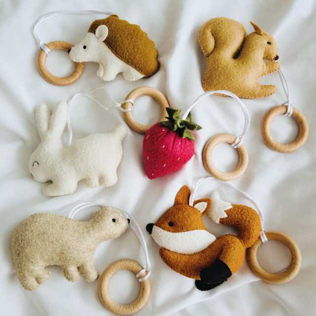 Woodland Baby Gym Toys Handmade Felt Forest Animals - image 1