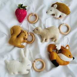 Woodland Baby Gym Toys Handmade Felt Forest Animals - thumbnail 4