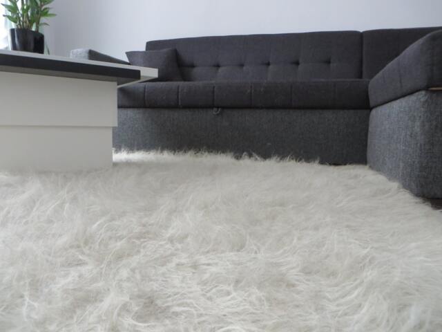 Flokati Rug, Fuzzy Sheep Skin Woven Rug, Premium Grey Shag Fur Area Rug, Bed Room Decor, Home Accents, Modern Shaggy Carpet, Long Piles Throw Rug - image 1