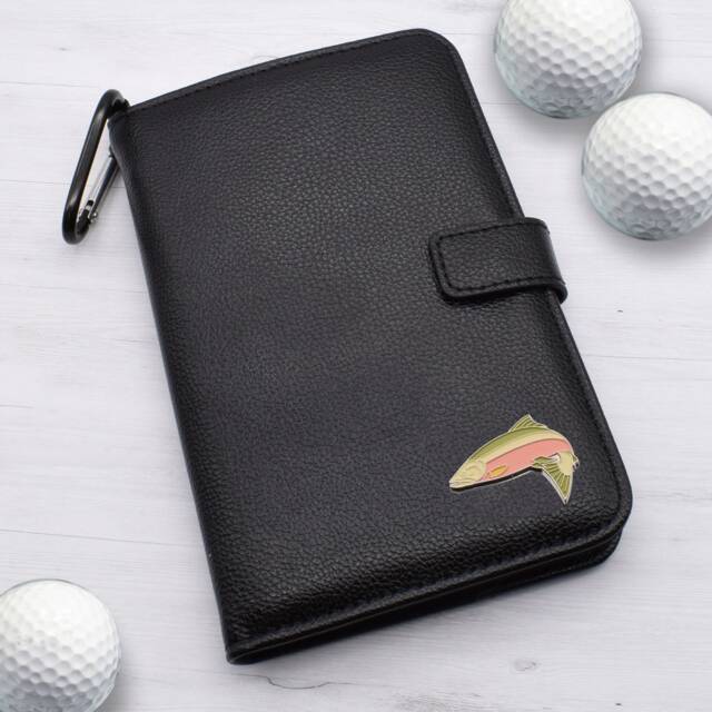 Salmon Fish Design - Personalised Leatherette Golf Organiser Complete With Divot Repairer, Marker, Tees, Scorecard & Pencils - image 1