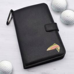 Salmon Fish Design - Personalised Leatherette Golf Organiser Complete With Divot Repairer, Marker, Tees, Scorecard & Pencils