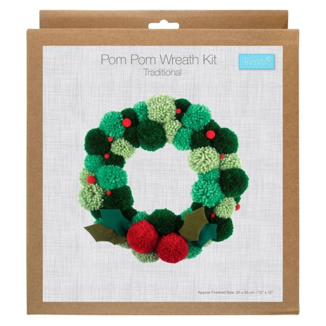 Trimits Pom Wreath Kit - Green Christmas Xmas Festive Decoration Gck207 - image 1