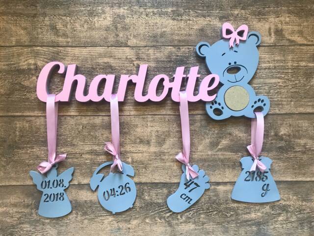 Picture Frame With Birth Date, Desired Name, Lettering Photo, Personalized - image 1