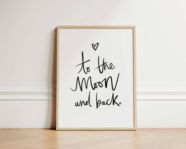 Love You To The Moon & Back Print, Family Home Decor, Nursery Wall Prints, Kid's Room, Unframed - image 1
