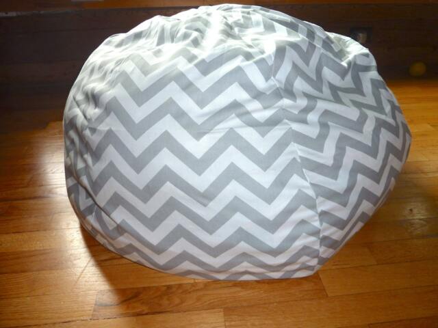 Grey & White Chevron Bean Bag Chair Cover, Silver, Gray, Red, Yellow, Blue, Black, Pink, Orange, Zig Zag, Stripes, Etsy Kids, Gift Under 75 - image 1