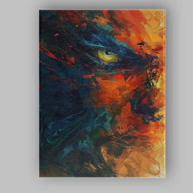 Abstract Feline Eye Vibrant Brushstroke Animal Portrait Canvas Wall Art Print Decor Picture Ready To Hang - image 1