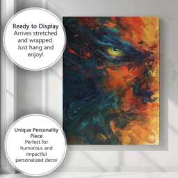 Abstract Feline Eye Vibrant Brushstroke Animal Portrait Canvas Wall Art Print Decor Picture Ready To Hang - thumbnail 3