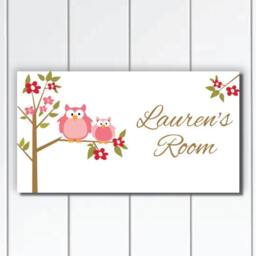 Door Sign Happy Owls Girls Bedroom & Baby Nursery Kids Wall Art - thumbnail 1