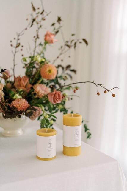 Beeswax Pillar Candles Candles, Yellow Natural Spring Decor, Easter Table Handmade in Usa - image 1