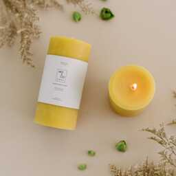 Beeswax Pillar Candles Candles, Yellow Natural Spring Decor, Easter Table Handmade in Usa - thumbnail 2