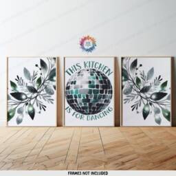 Dancing Kitchen Prints - Set Of 3 Wall Art - Green Is For Print Dining Room Decor Home Posters Gallery Artwork - thumbnail 2