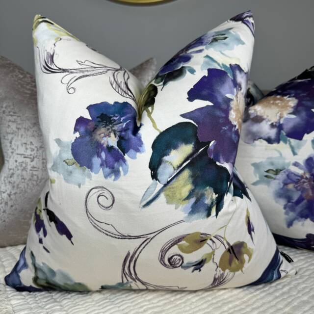 Floral Cushion Cover, Floral Purple Green Pillow Scatter Sofa - image 1