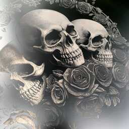 Black Metal Skull Engraved Tray Table Deluxe Skull & Rose Collection Coffee Side, End Bedside Etched Personalised Tattoo Goth Rock Art - thumbnail 3
