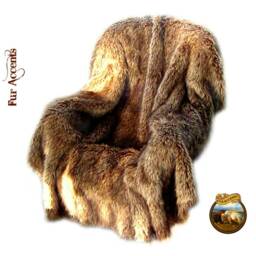 Plush Faux Fur Throw Blanket, Desert Wolf Shag, Minky Lining, Usa - thumbnail 3