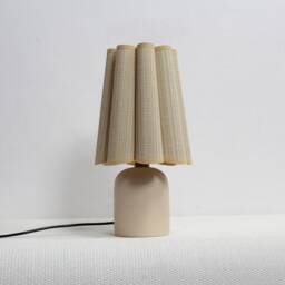 Handmade Khaki Striped Fabric Lamp With Ceramic Base-46# - thumbnail 3