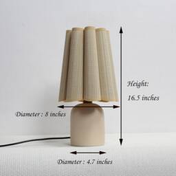 Handmade Khaki Striped Fabric Lamp With Ceramic Base-46# - thumbnail 2