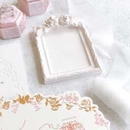 French Style Picture Frame 8x10 cm ~ Fine Art Wedding Photography Flat Lay Props Small White Rings Plate Trinket Dish Coquette Home Decor - thumbnail 3