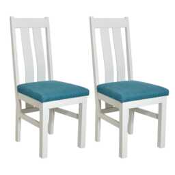 Solid Built White Oak Dining Chair Teal Blue