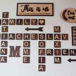4x4 Wooden Scrabble Tiles Wall Art, Family Scramble Letters Sign, Wood Family Name Personalized - thumbnail 2