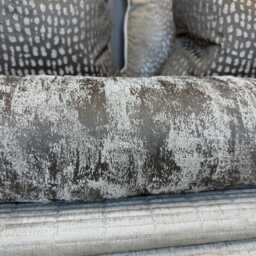 "Bolster Cushion - Ashley Wilde Curico Mole Fabric, Mink Brown Gold Shimmer, Duck Feather, 16""x6" - thumbnail 3