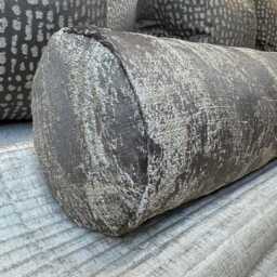 "Bolster Cushion - Ashley Wilde Curico Mole Fabric, Mink Brown Gold Shimmer, Duck Feather, 16""x6" - thumbnail 2