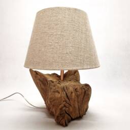Natural Root Wood Table Lamp, Rustic Night Light - thumbnail 3