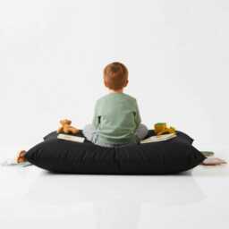Bean Bag Black Floor Cushion Water Resistant Polyester Outdoor Pillow - thumbnail 2