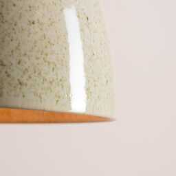 Speckled Cream Gloss Element Pendant Light in Ceramic & Oak - thumbnail 3
