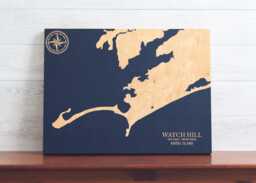 Watch Hill, Rhode Island Map - Engraved Wood Coastal Chart Wall Art Sign, Beach Home Decor Nautical Print, Unique Personalized Family Gift - thumbnail 1