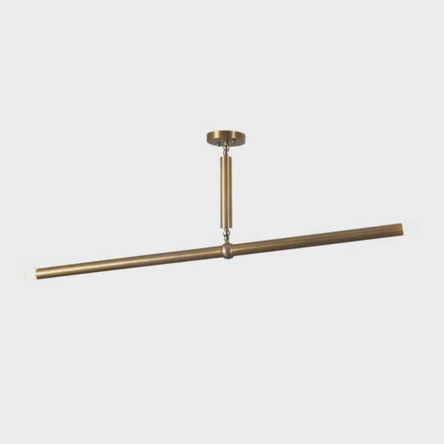 Mid-Century Stilnovo Brass Linear Chandelier, Two-Arm Sputnik Ceiling Light - image 1