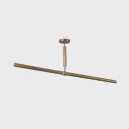 Mid-Century Stilnovo Brass Linear Chandelier, Two-Arm Sputnik Ceiling Light - thumbnail 2