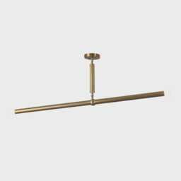 Mid-Century Stilnovo Brass Linear Chandelier, Two-Arm Sputnik Ceiling Light - thumbnail 1
