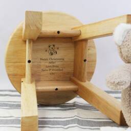 Personalised Child's Wooden Stool On Your Christening Chair Name & Date Baby Gift For Daughter Son Godson Goddaughter - thumbnail 2