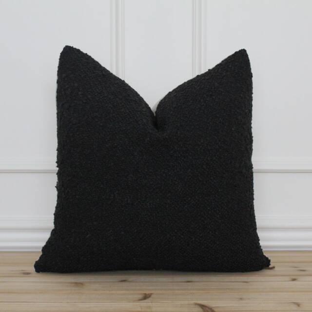 Black Textured Pillow Cover - Boucle Traditional Decorative Pillows Modern 20 X 16 26 -- Danika - image 1