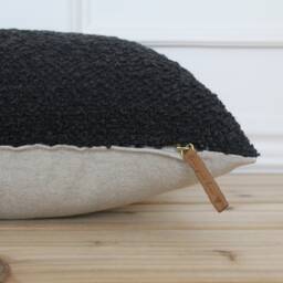 Black Textured Pillow Cover - Boucle Traditional Decorative Pillows Modern 20 X 16 26 -- Danika - thumbnail 2