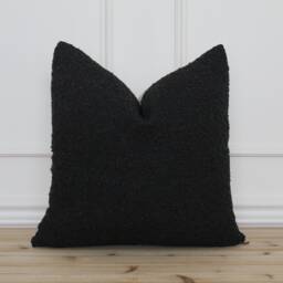 Black Textured Pillow Cover - Boucle Traditional Decorative Pillows Modern 20 X 16 26 -- Danika - thumbnail 1