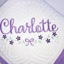 Personalized Floral Baby Quilt, Embroidered Heirloom Blanket - thumbnail 2