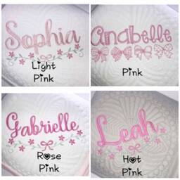 Personalized Floral Baby Quilt, Embroidered Heirloom Blanket - thumbnail 4